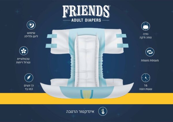 ⁦חיתולים למבוגרים FRIENDS מידה M⁩ – תמונה ⁦2⁩